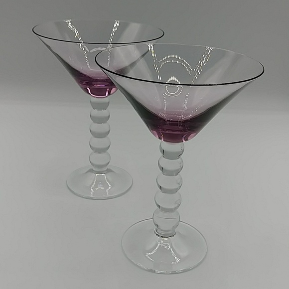 🍇HP! 2 Purple Martini Glasses with beaded stems. - Picture 5 of 8